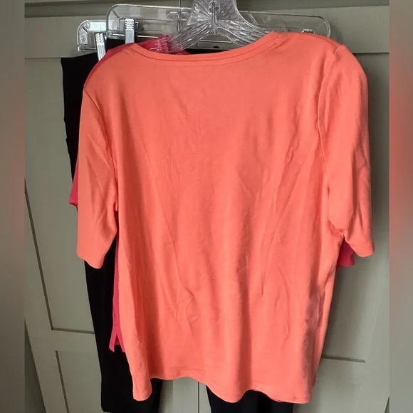 NWOT Talbots Women's Coral Short Sleeve V-Neck Tee SZ L - Picture 6 of 7